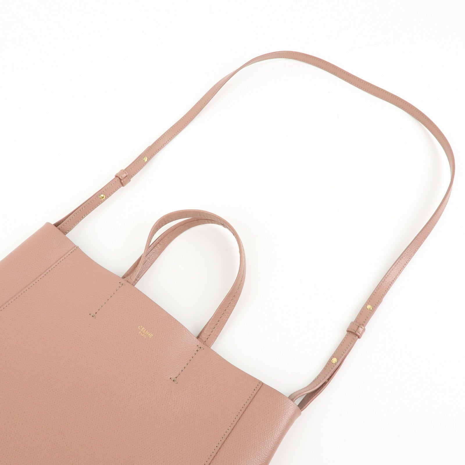Celine Small Vertical Cabas Leather 2Way Bag Hand Bag Shoulder Bag Rose