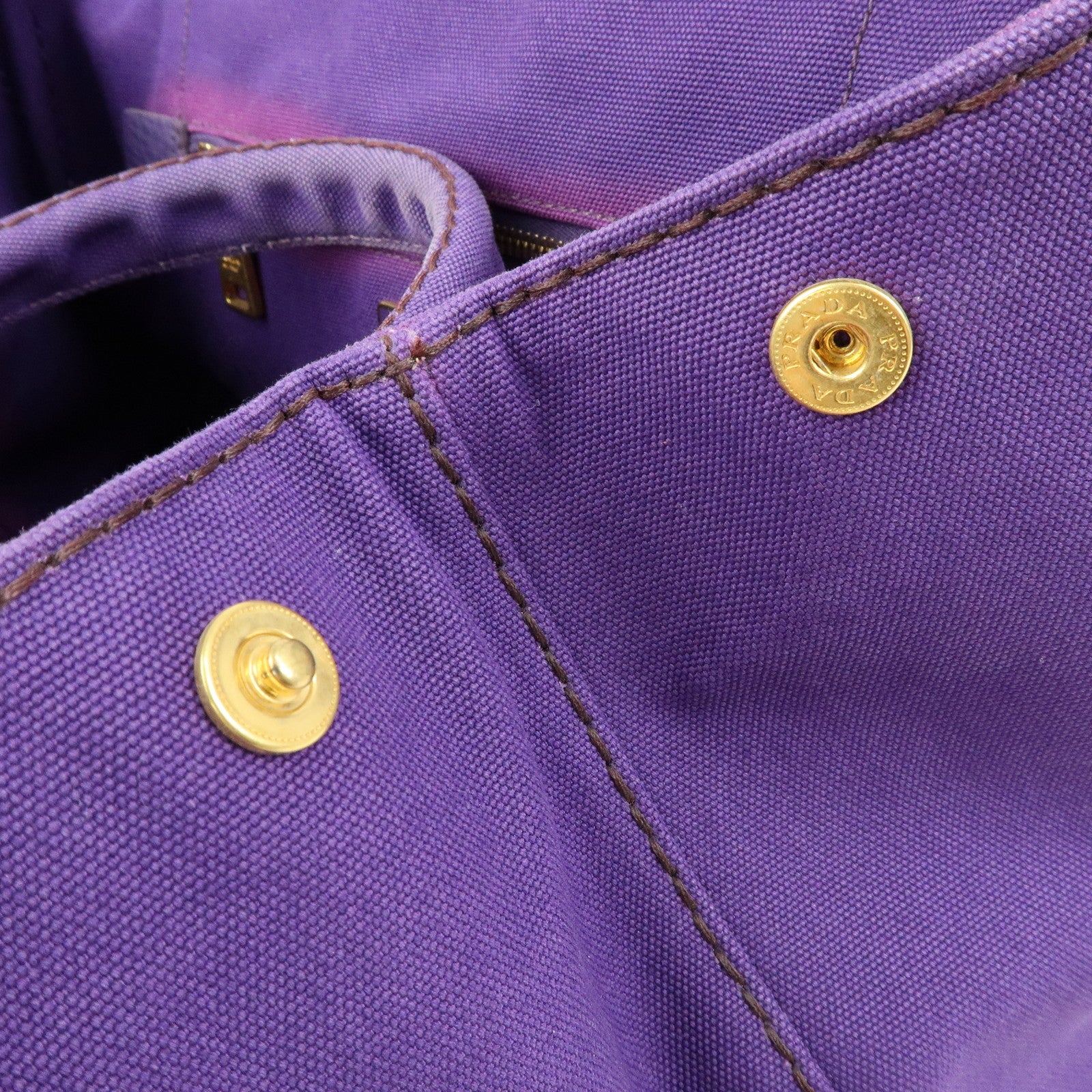 PRADA Canapa Triangle Logo Canvas Tote Bag Hand Bag Purple BN1877