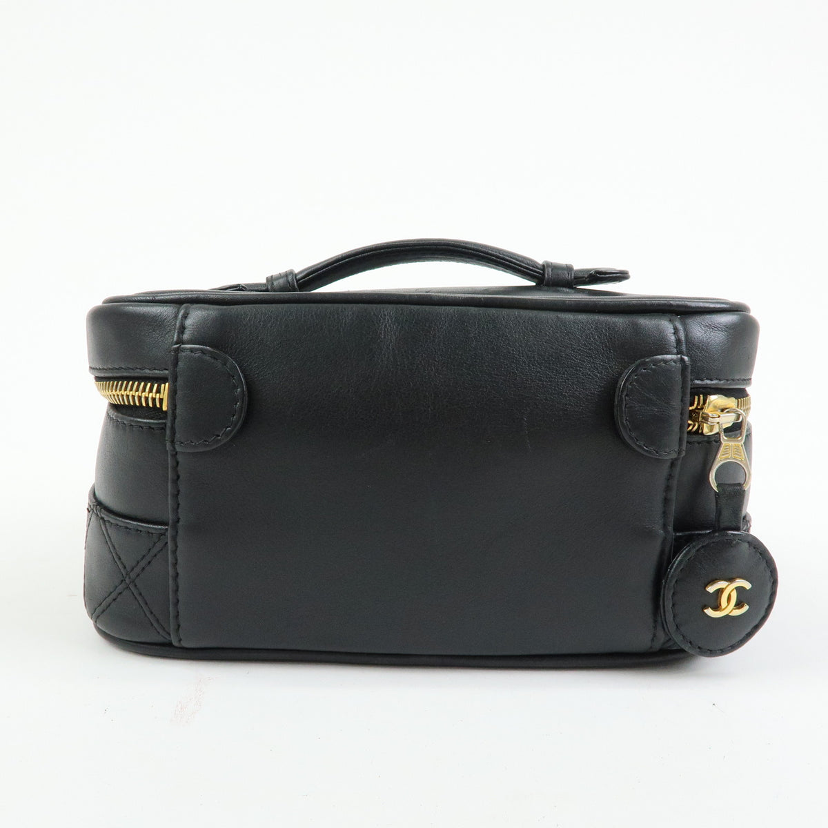 CHANEL Bicolore COCO Mark Calf Leather Vanity Bag Black A01618