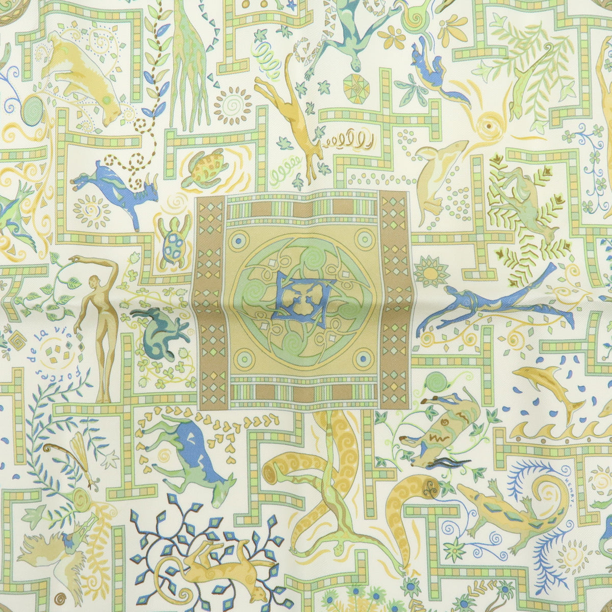 HERMES Lot of 2 Carre 45 Silk 100% Scarf TOURNE SOLS FORCES DE LA VIE