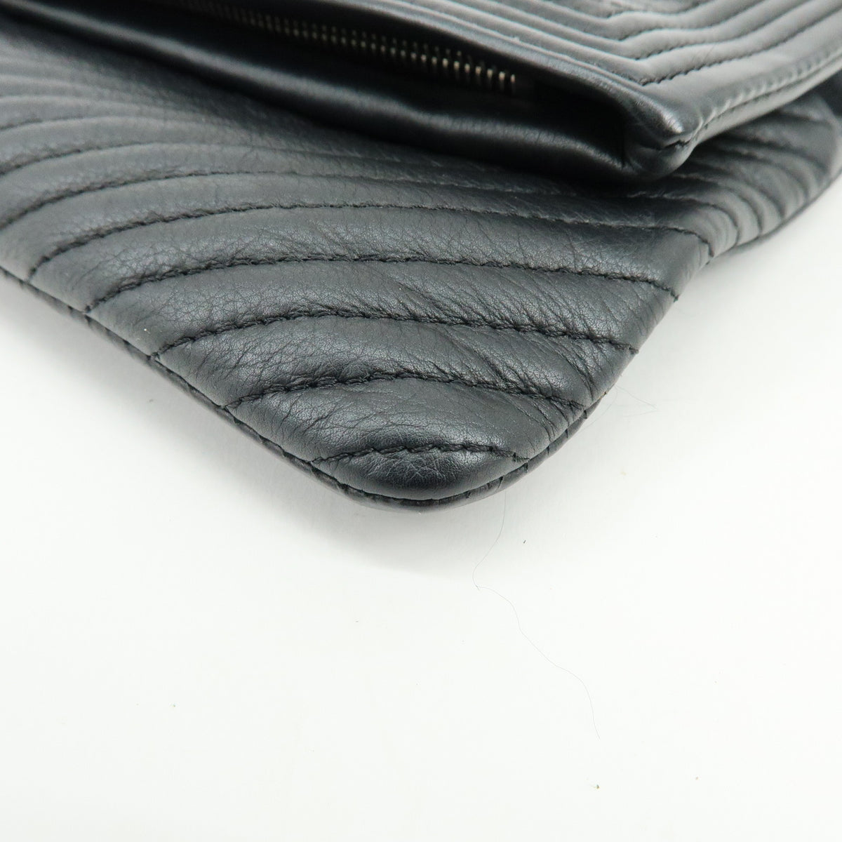 CHANEL Boy Chanel Chevron Calfskin Clutch Bag Black Silver