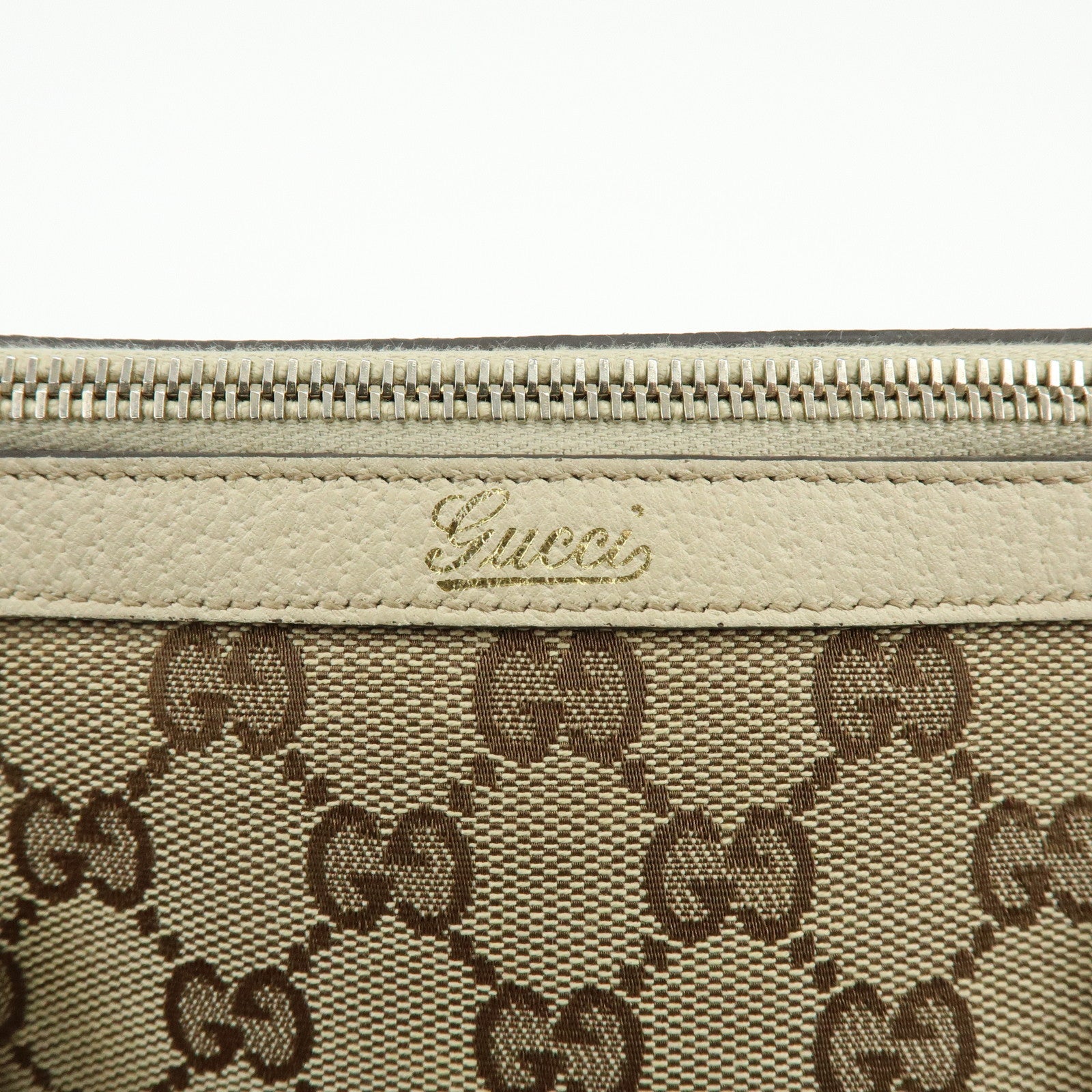 GUCCI Abbey GG Canvas Leather Boston Hand Bag Beige Ivory 130942