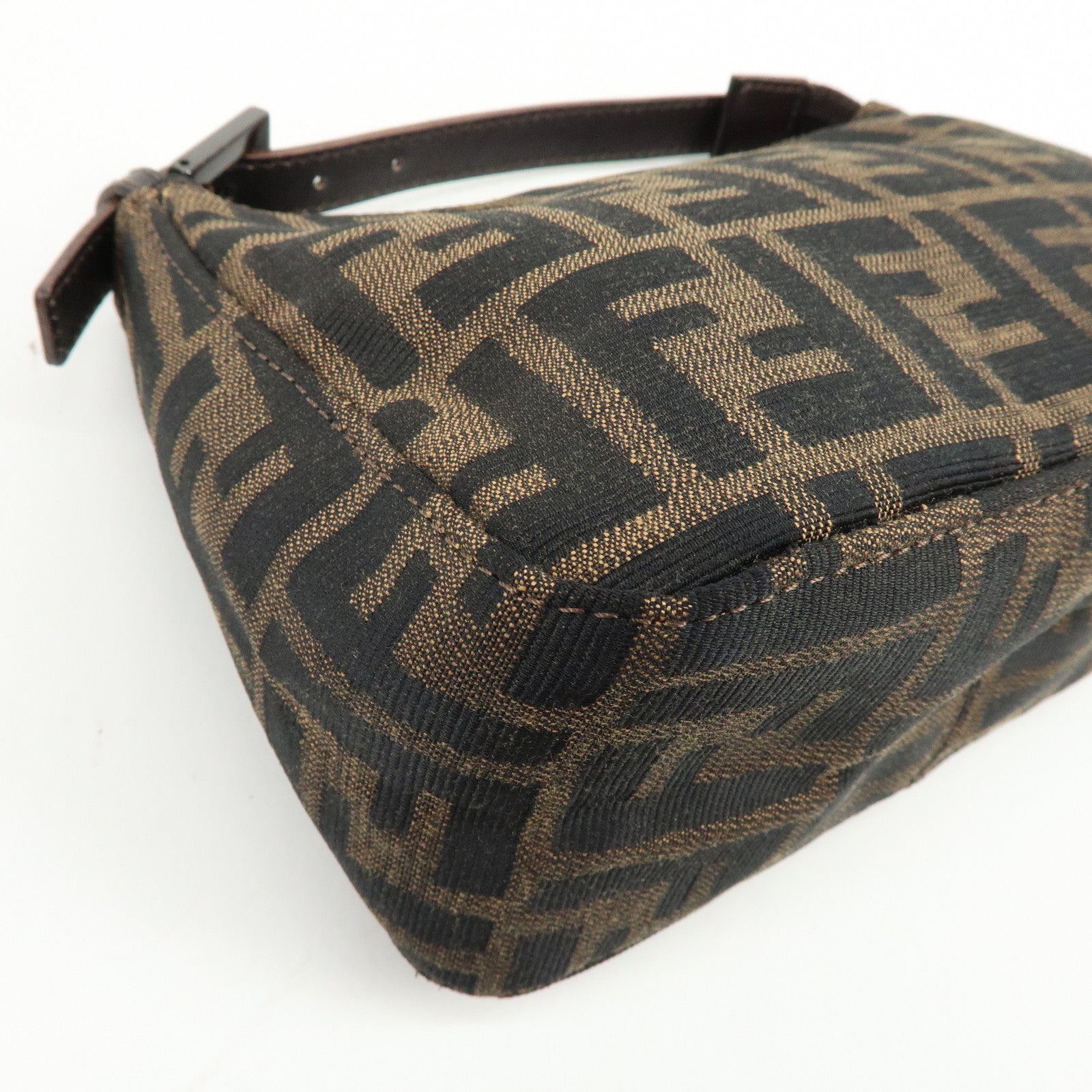 FENDI Zucca Canvas Leather Mini Pochette Pouch Hand Bag Brown 8N0001