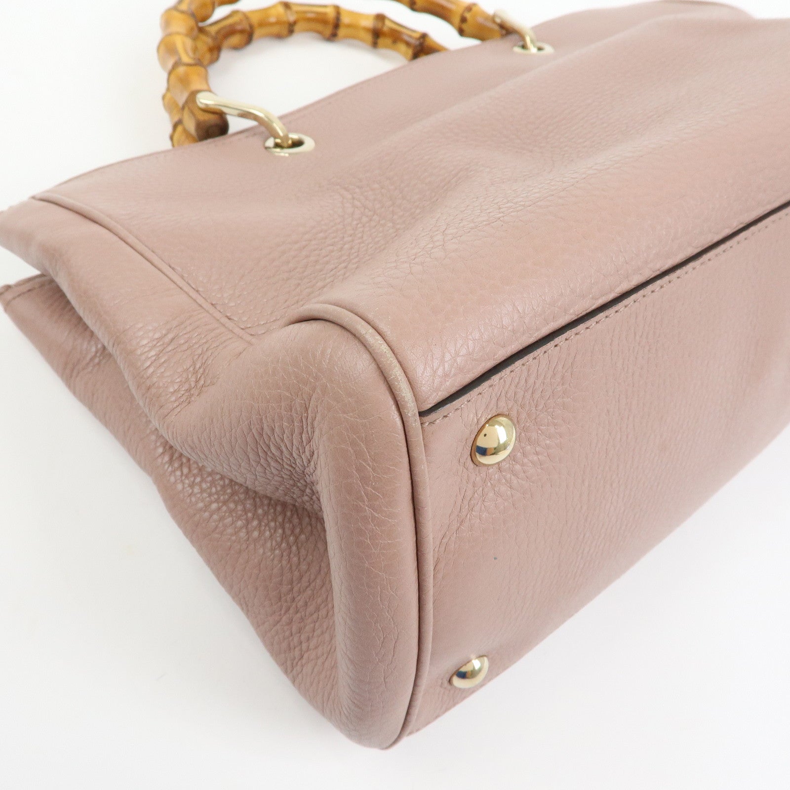 GUCCI Bamboo Shopper Medium 2Way Bag Shoulder Bag Pink Beige 323660