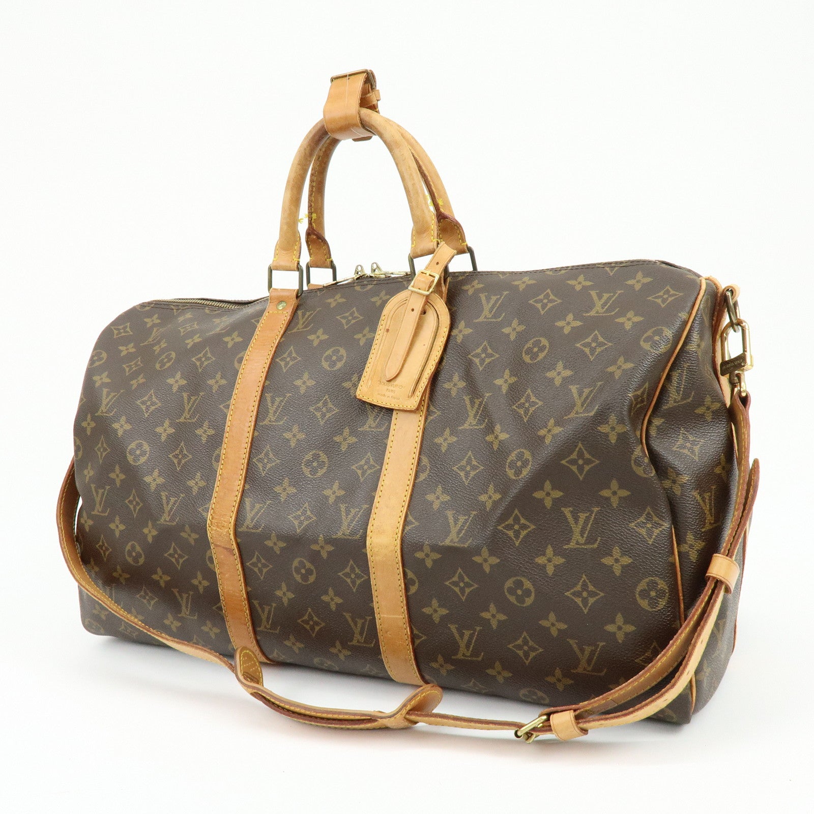 Louis Vuitton Monogram Keep All Bandouliere 50 Boston Bag Brown M41416
