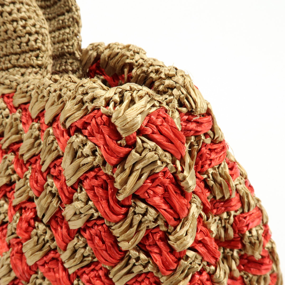 PRADA Canapa Large Triangle Logo Raffia Tote Bag Natural Red BN2302