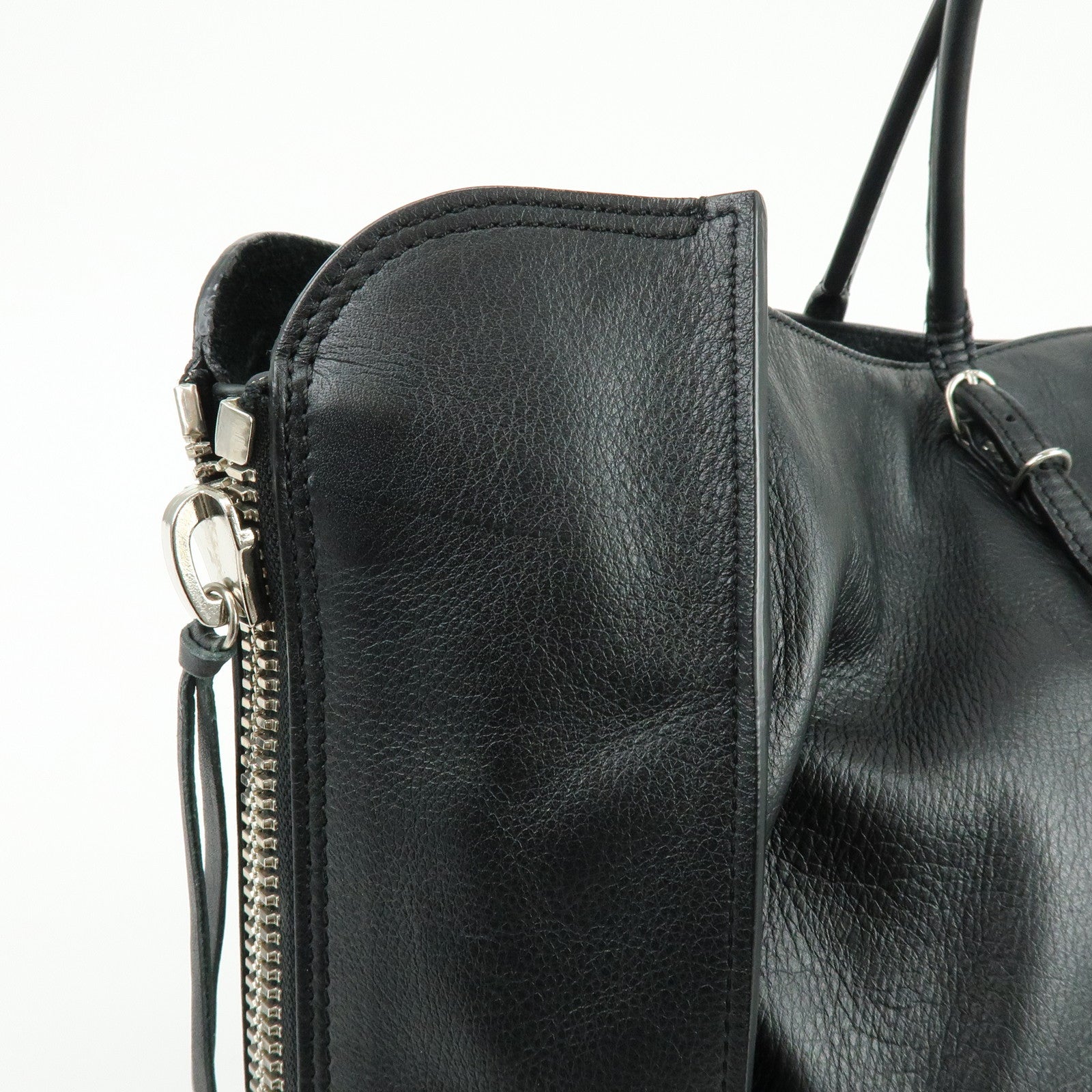 BALENCIAGA The Papier Leather Tote Shoulder Bag Black 236701