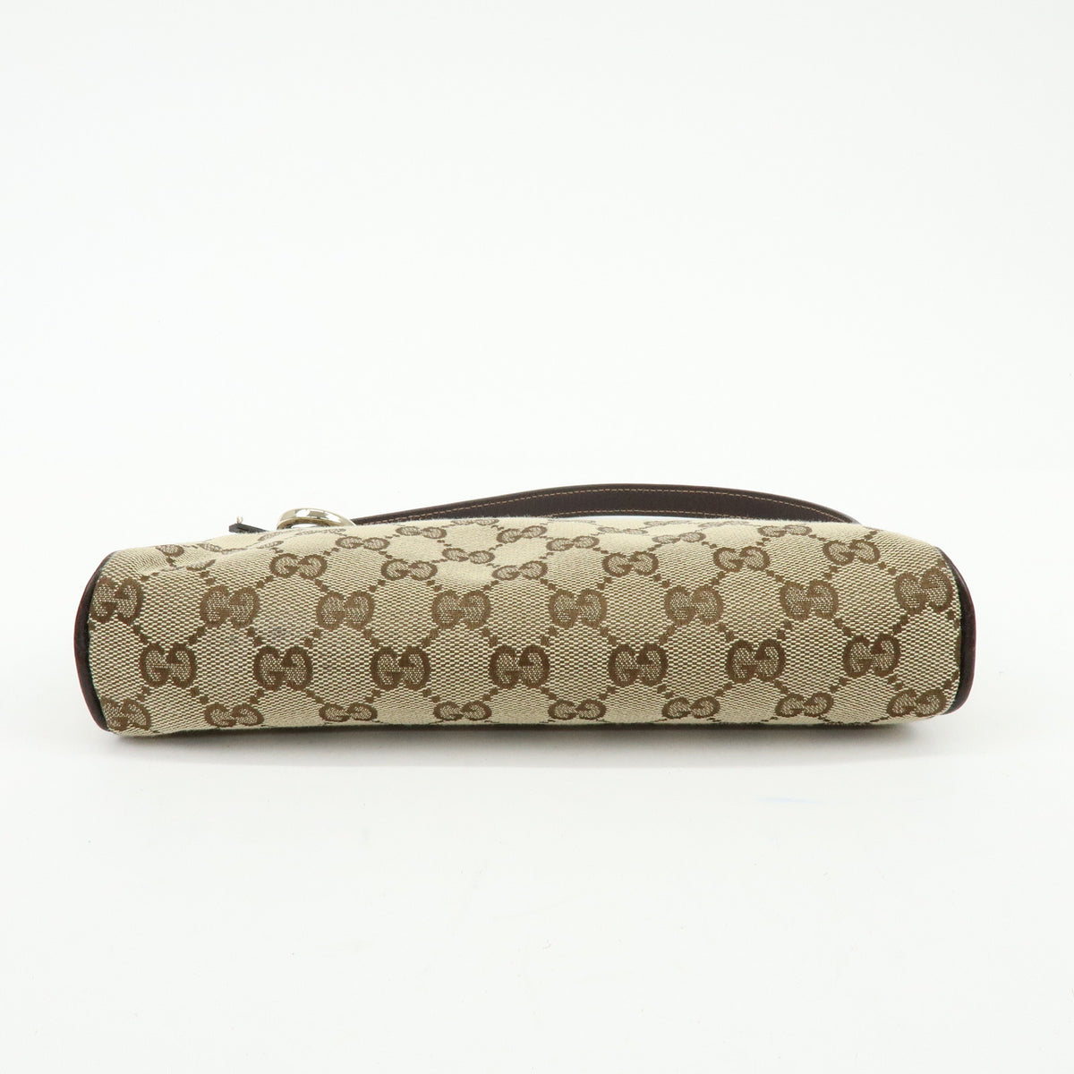 GUCCI Abbey GG Canvas Leather Accessory Pouch Hand Bag Brown 145750