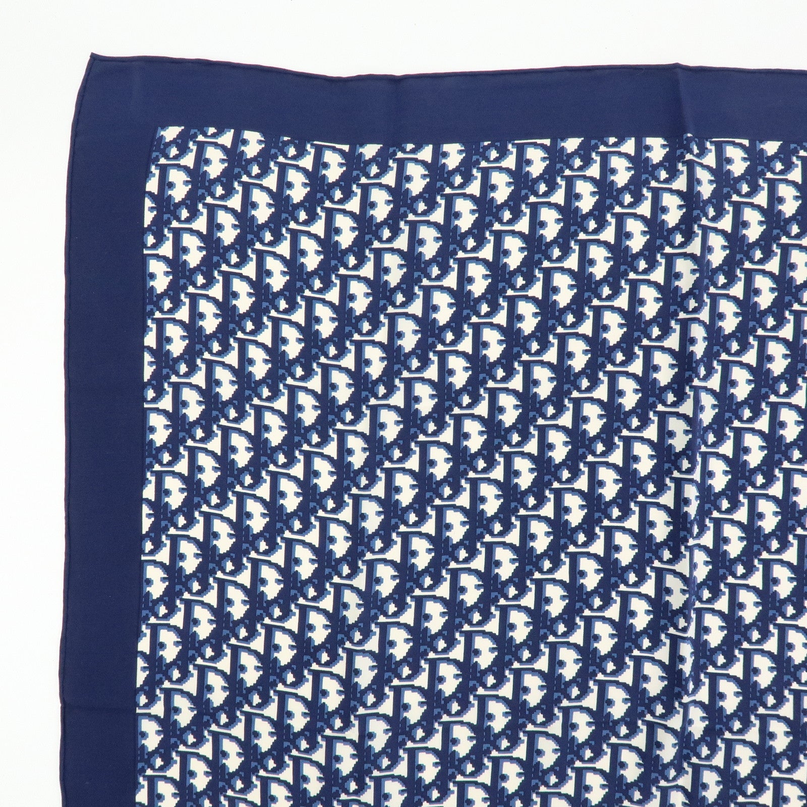 Christian Dior Trotter Silk 100% Scarf Navy White