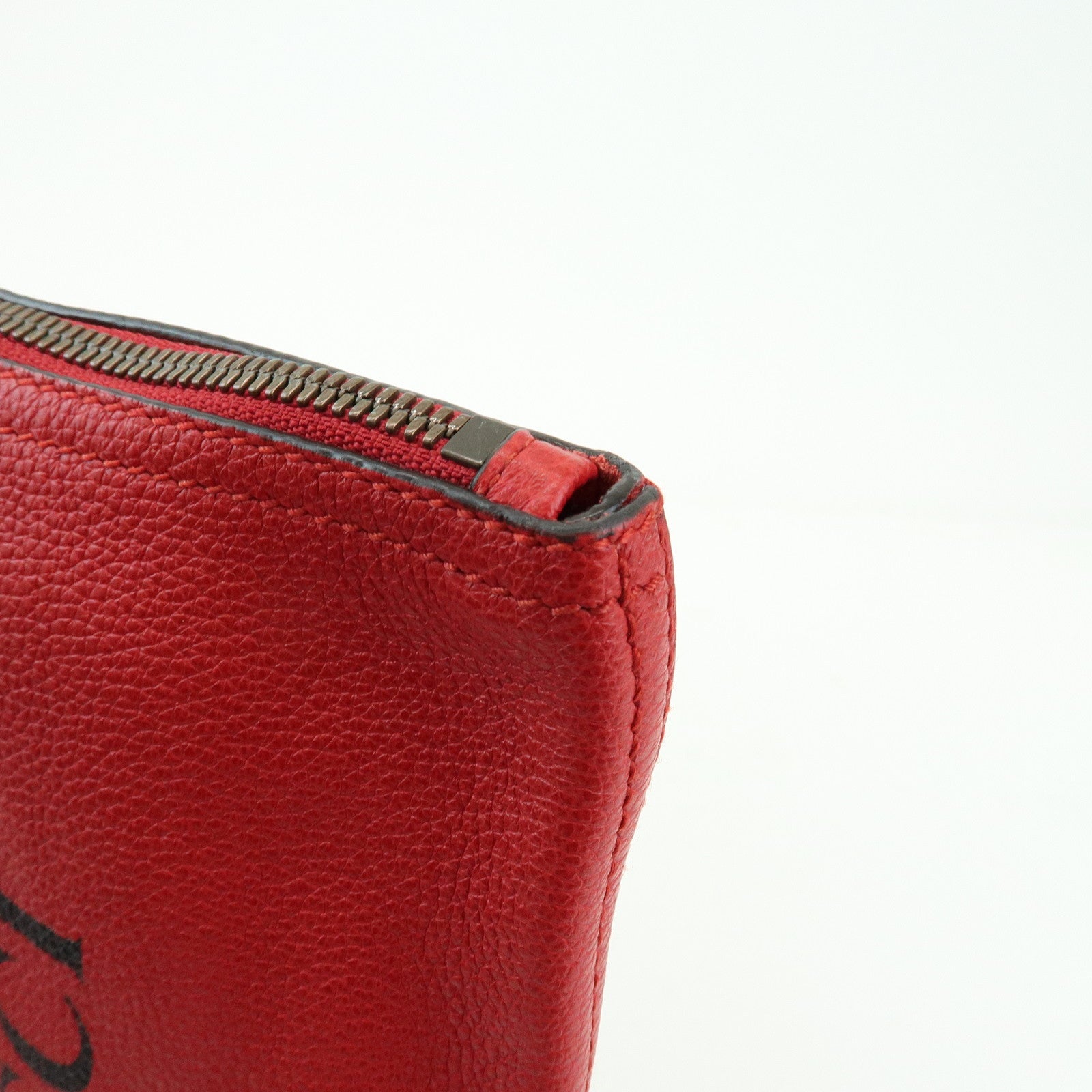 GUCCI Vintage Logo Portfolio Leather Clutch Bag Pouch Red