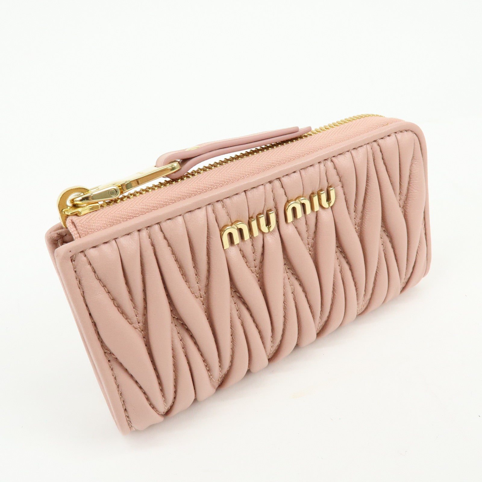 MIU MIU Matelasse Nappa Leather Coin Case Card Case Pink