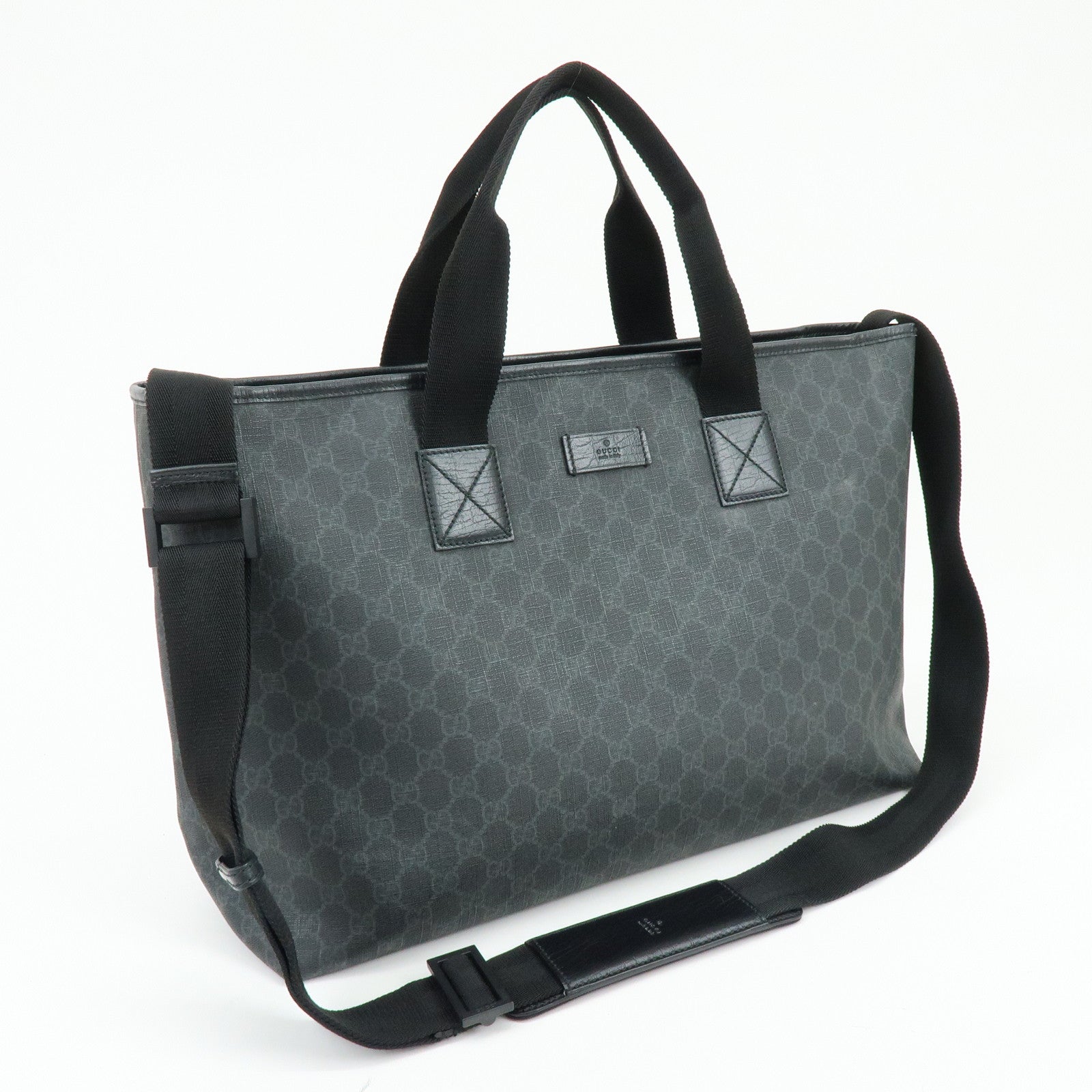 GUCCI GG Supreme 2Way Bag Hand Bag Shoulder Bag Black 162785