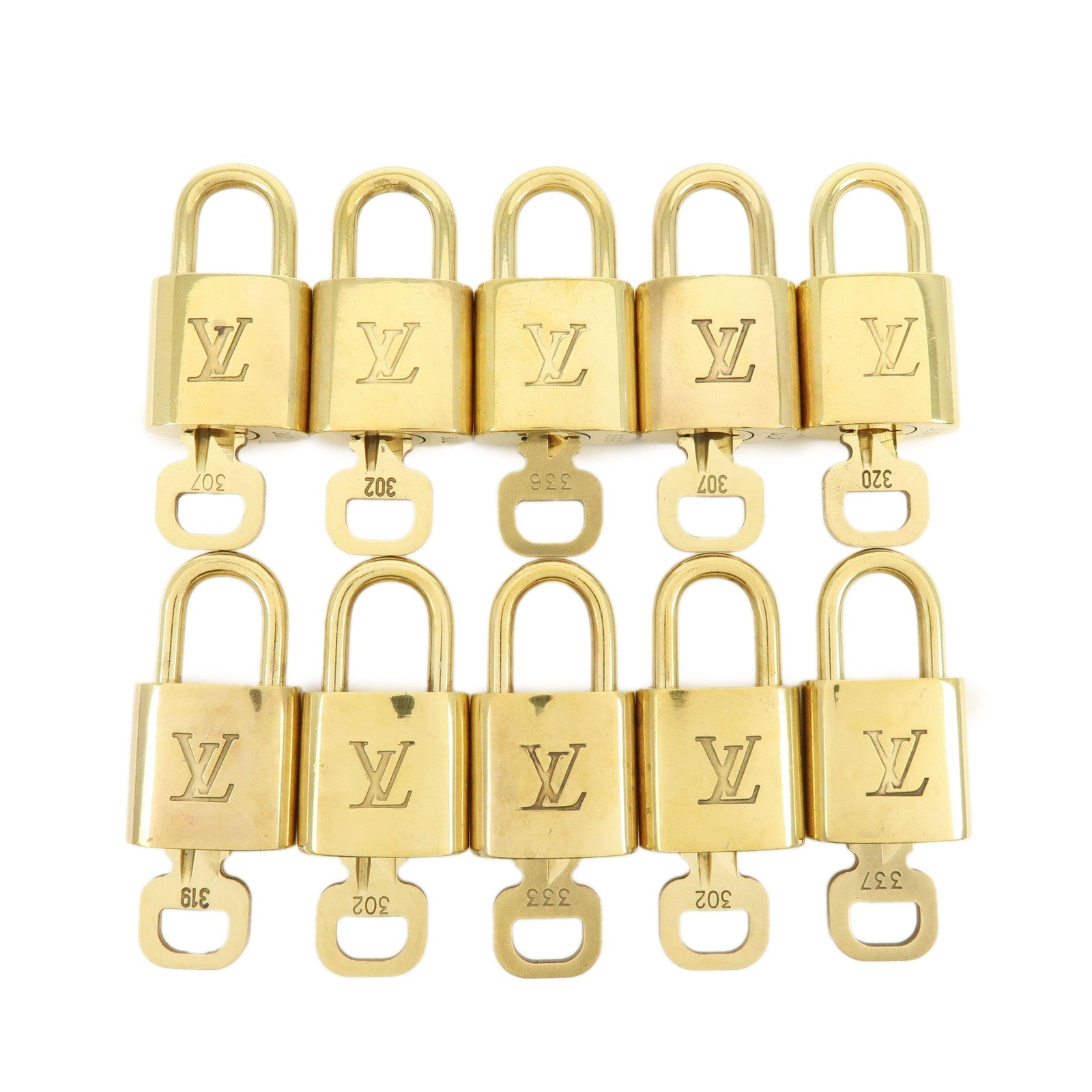 Louis Vuitton Lot of 10 Metal Lock & Key Cadena Key Lock Gold