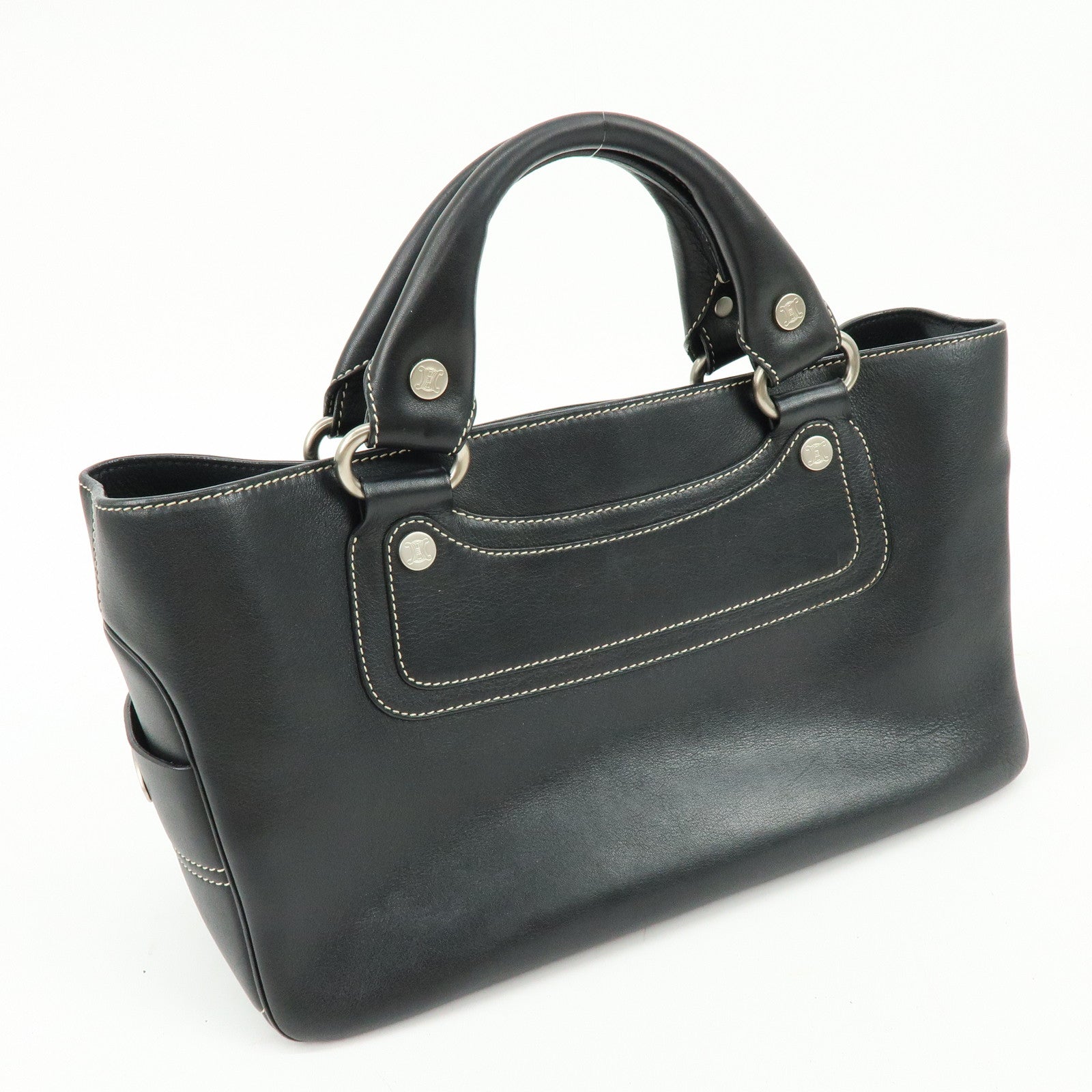 CELINE Boogie Bag Leather Hand Bag Tote Bag Black