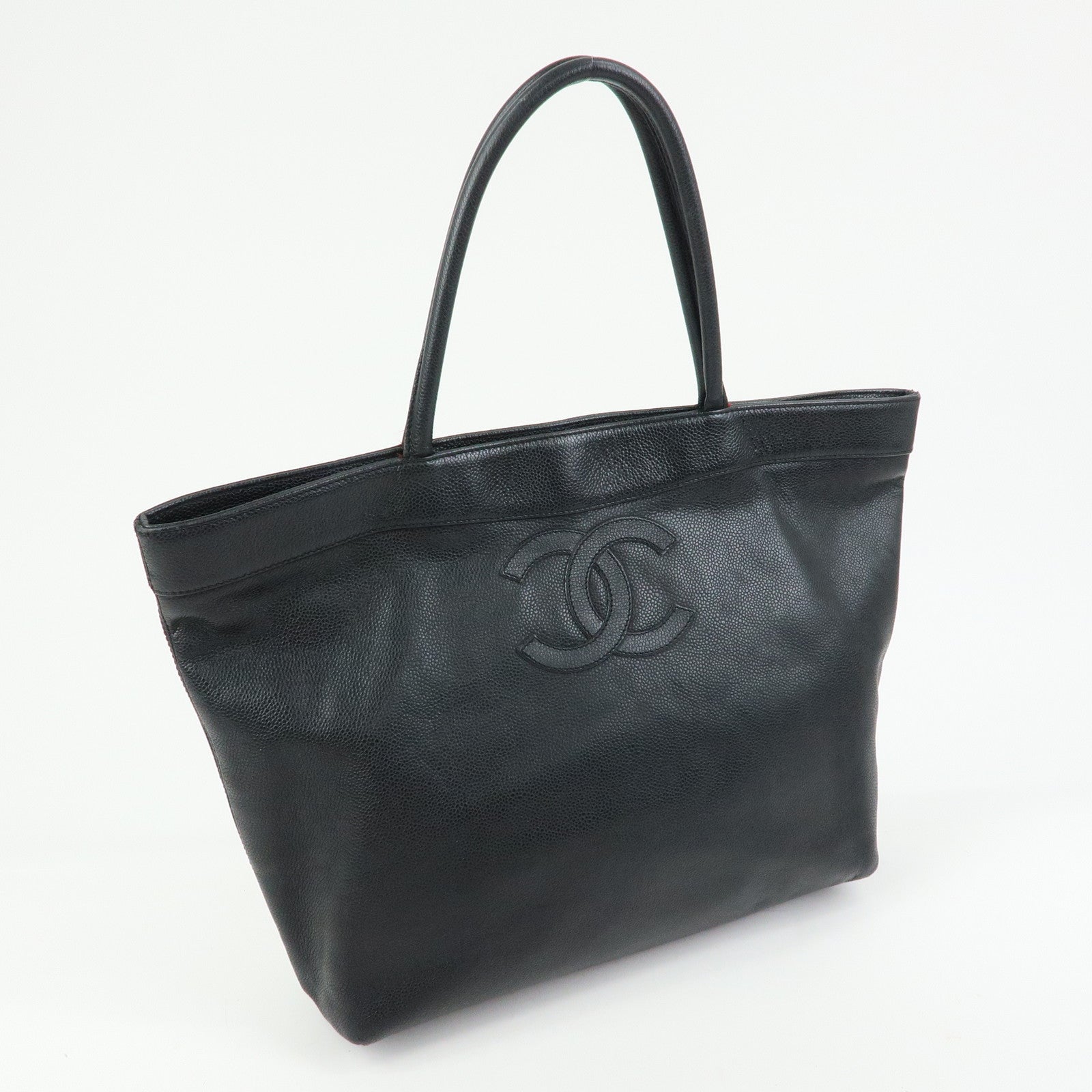 CHANEL COCO Mark Caviarskin Tote Bag Shoulder Bag Black