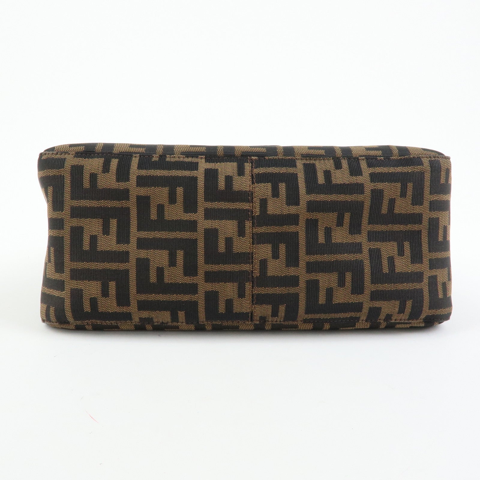 FENDI Mamma Baguette Zucca Canvas Leather Shoulder Bag Brown 26325