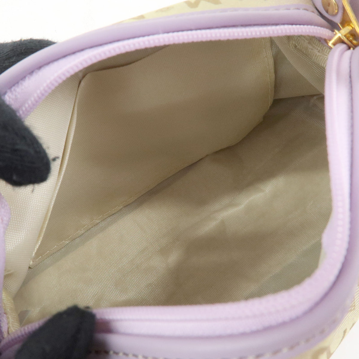 MCM Visetos Jacquard Canvas Leather Mini Hand Bag Beige Purple