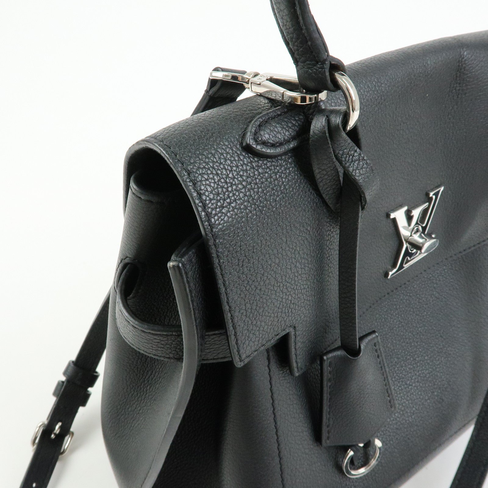 Louis Vuitton Lockme Ever MM Calf Leather 2Way Hand Bag Black M51395