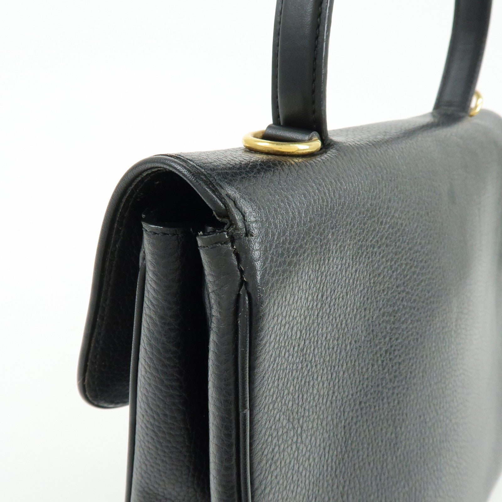 CELINE Leather 2WAY Bag Top Handle Bag Shoulder Bag Black