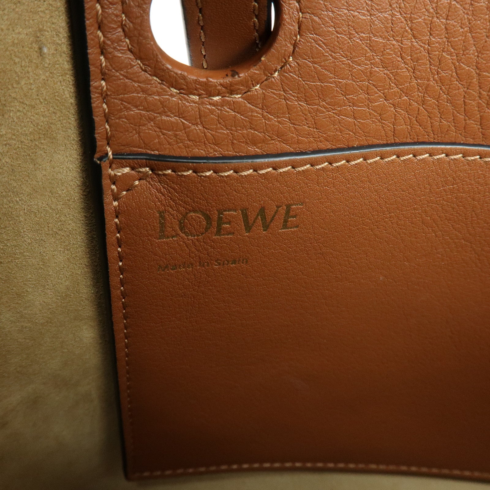 LOEWE Anagram Calf Leather 2Way Bag Hand Bag Shoulder Bag Brown