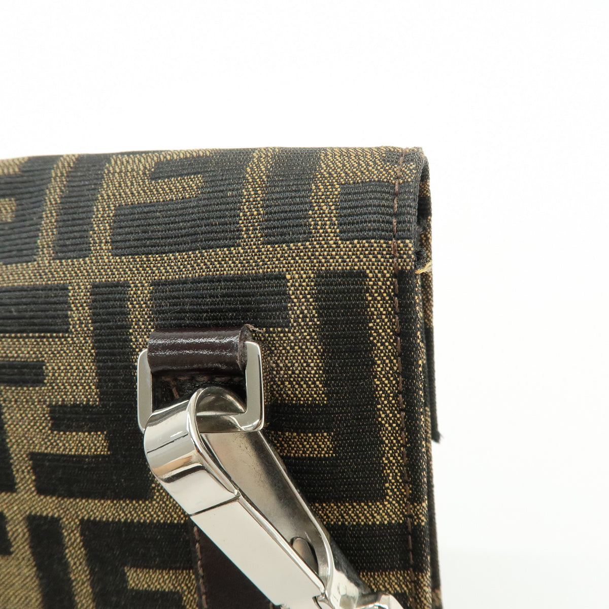 FENDI Zucca Jacquard Canvas Leather Shoulder Bag Brown Black 0915967002