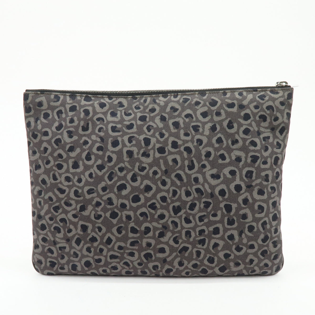 GUCCI Canvas Leather Clutch Bag Leopard Grey Black 353478