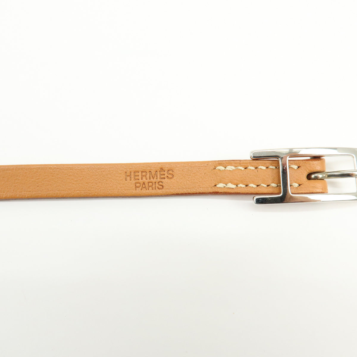 HERMES Leather Api 3 H Buckle Bracelet Brown