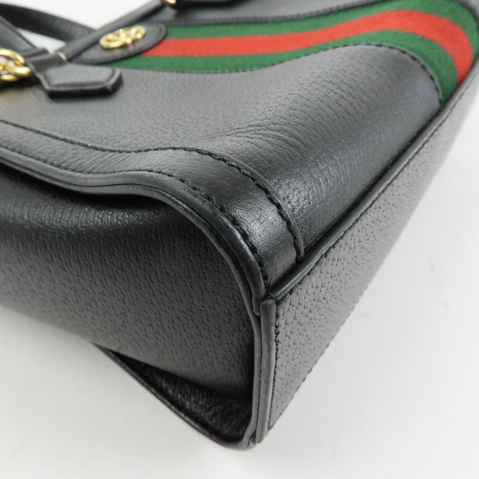 GUCCI Ophidia Sherry Leather 2Way Bag Shoulder Bag Hand Bag Black