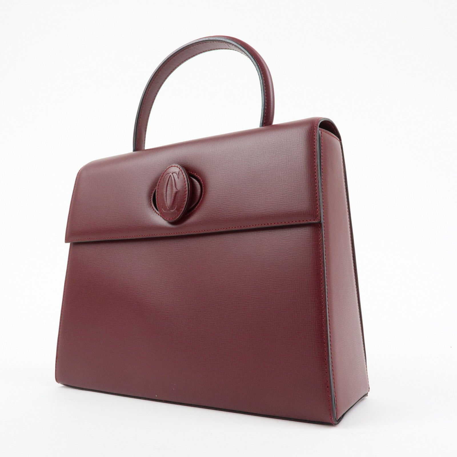 Cartier Must de Cartier Leather Top Handle Hand Bag Bordeaux