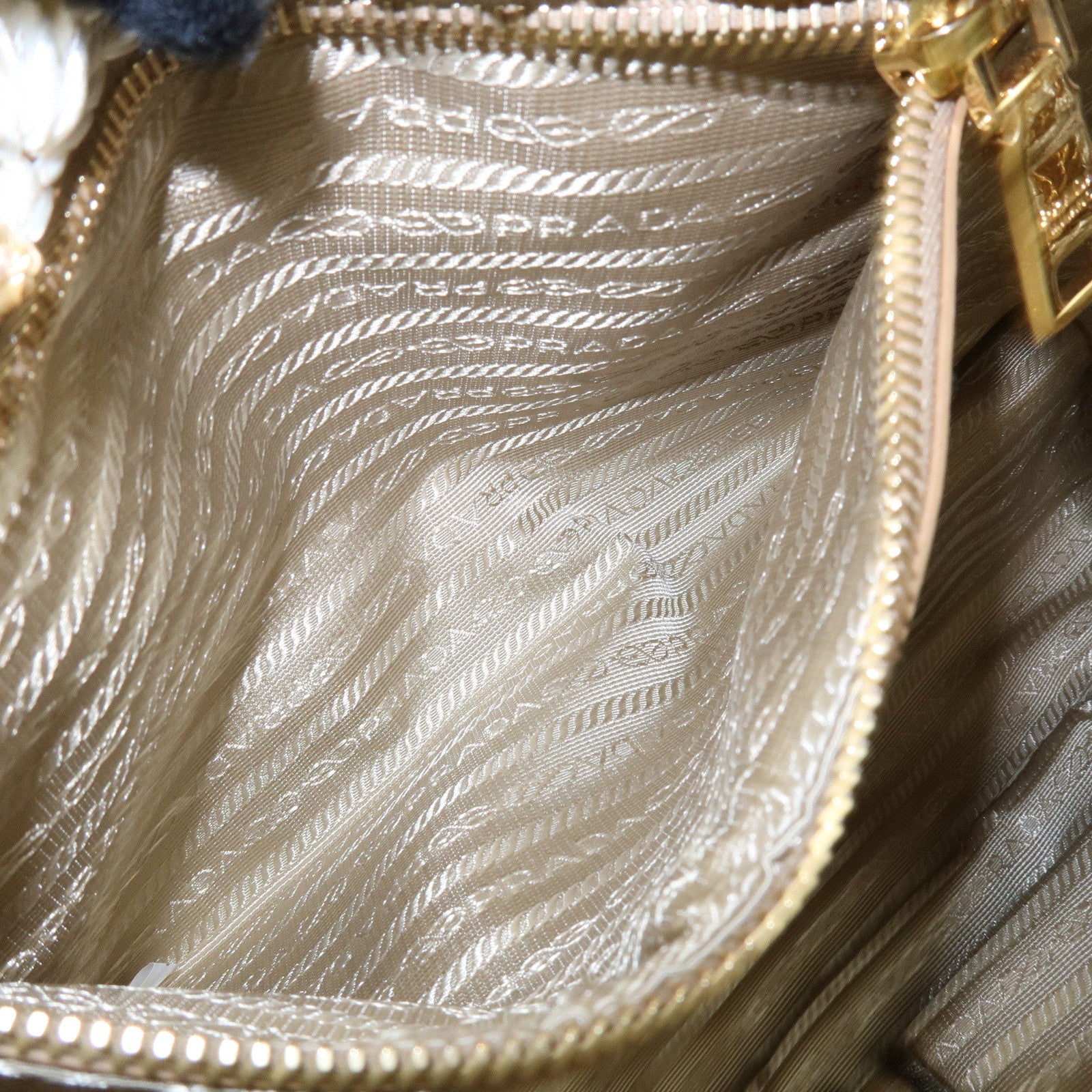 PRADA Traingle Logo Canapa Raffia Tote Bag Hand Bag Natural White