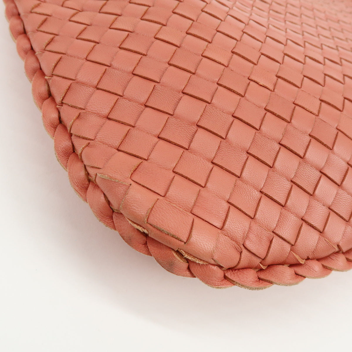 BOTTEGA VENETA Hobo Intrecciato Leather Shoulder Bag Coral