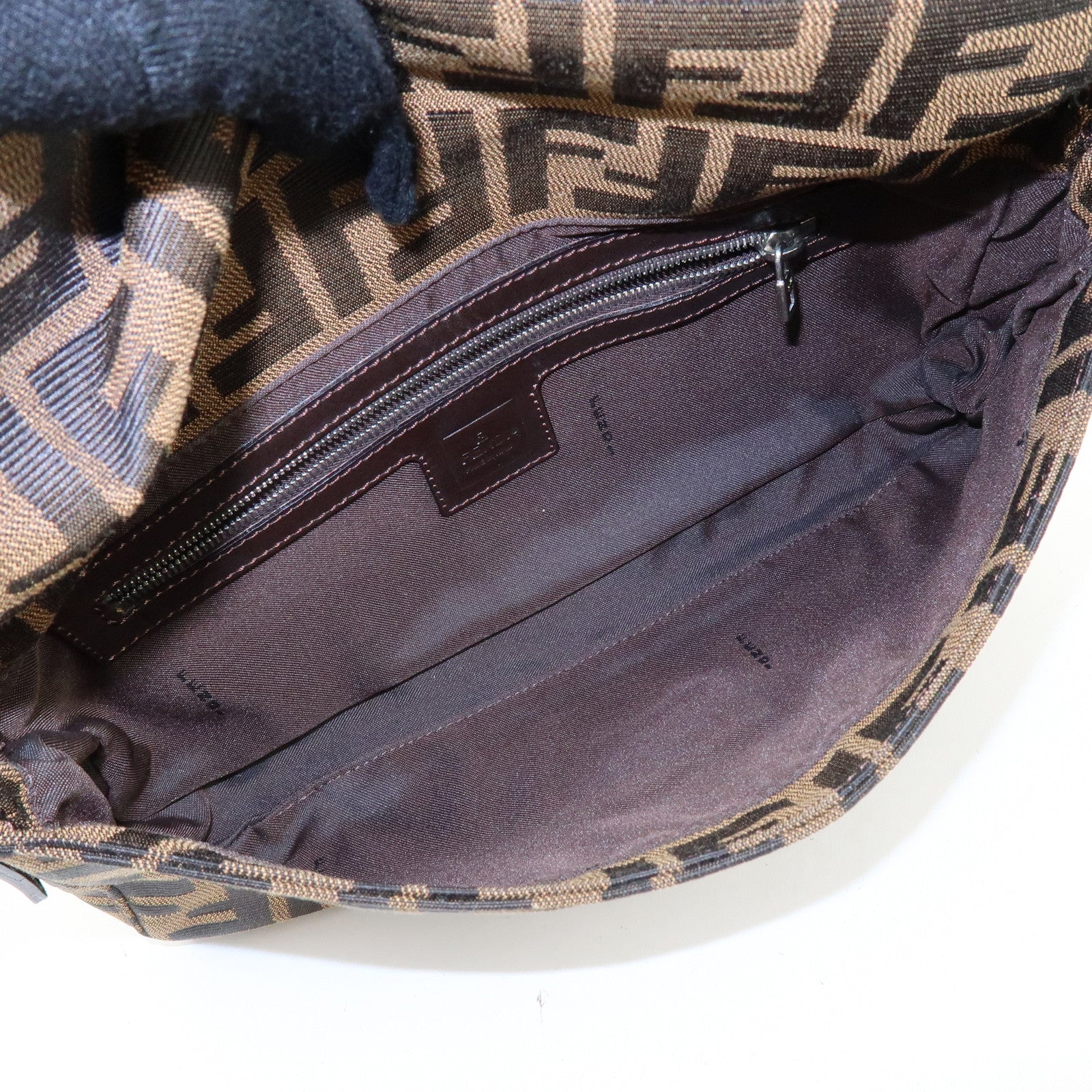 FENDI Mamma Baguette Zucca Canvas Leather Hand Bag Shoulder Bag 26424
