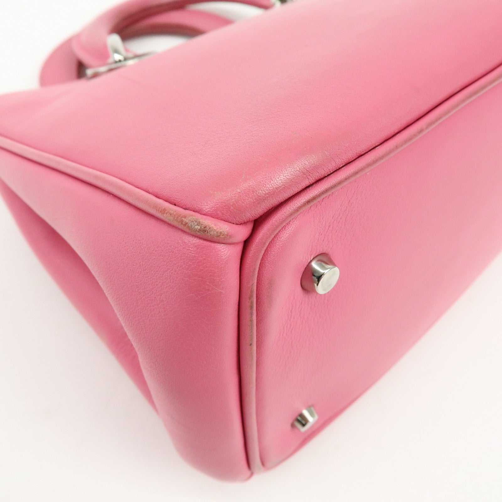 Christian Dior Diorissimo Leather 2Way Bag Hand Bag Shoulder Bag Pink