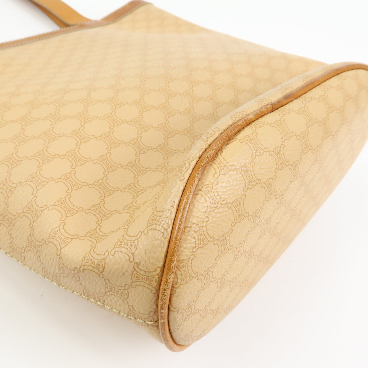 CELINE Macadam PVC Leather Shoulder Bag Tote Bag Beige Brown