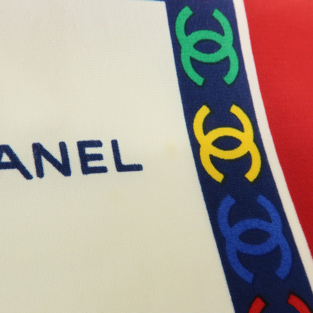 CHANEL COCO Mark Logo Silk 100% Scarf Red Multicolor