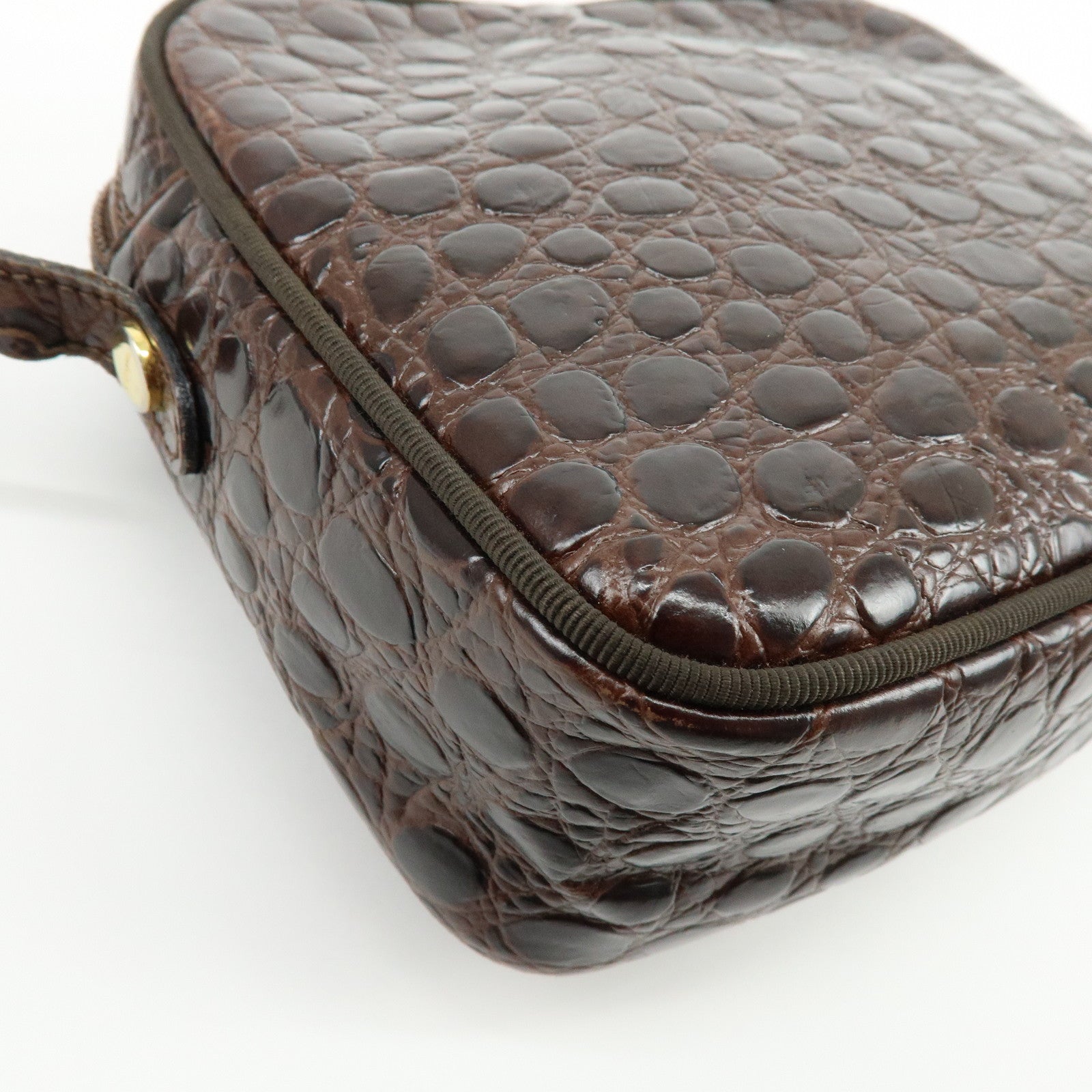 Ferragamo Vara Embossed Leather Shoulder Bag Crossbody Bag Brown