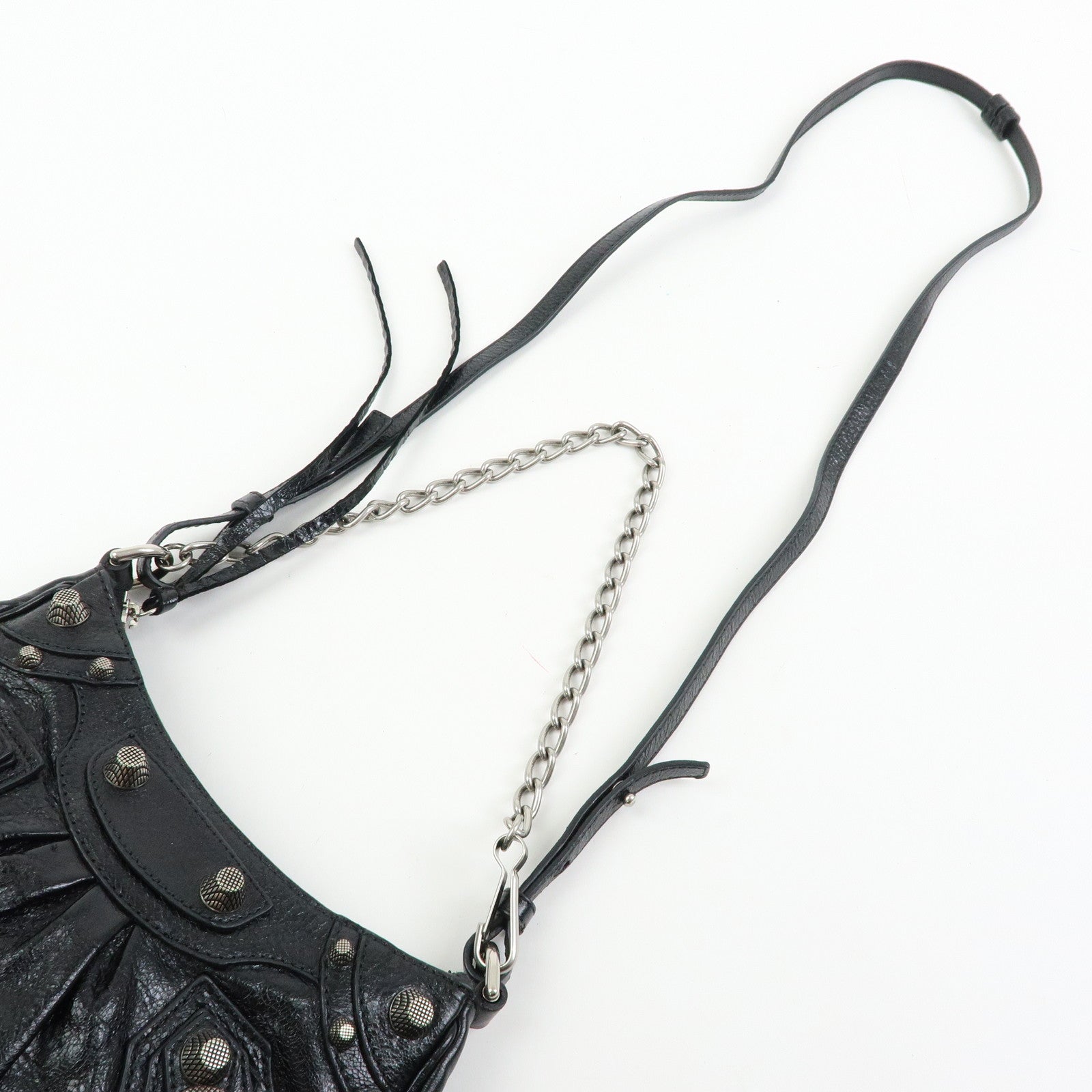 BALENCIAGA Le Cagole Mini Leather Chain Shoulder Bag Black 695814