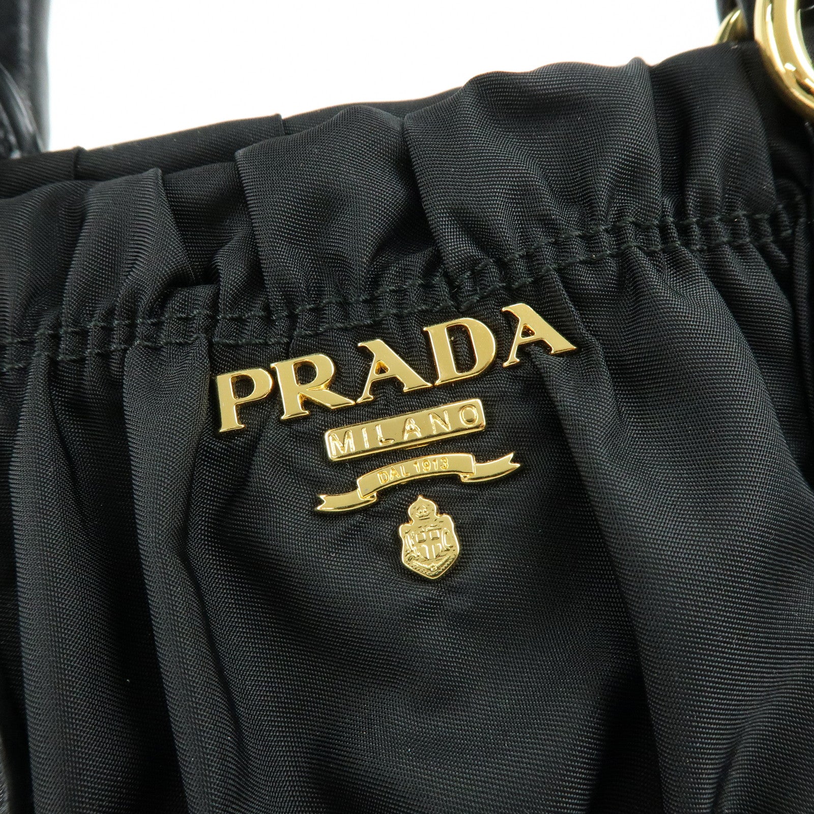 PRADA Tessuto Gaufre Nylon Leather 2Way Bag Hand Bag Black B1788M