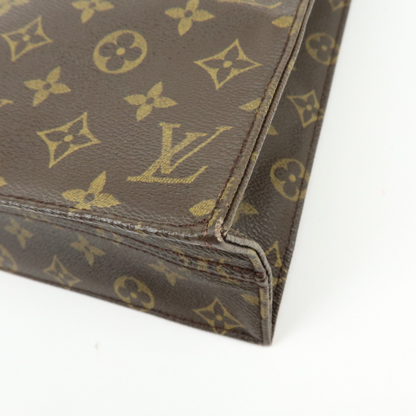 Louis Vuitton Monogram Sac Plat Tote Bag Hand Bag Brown M51140