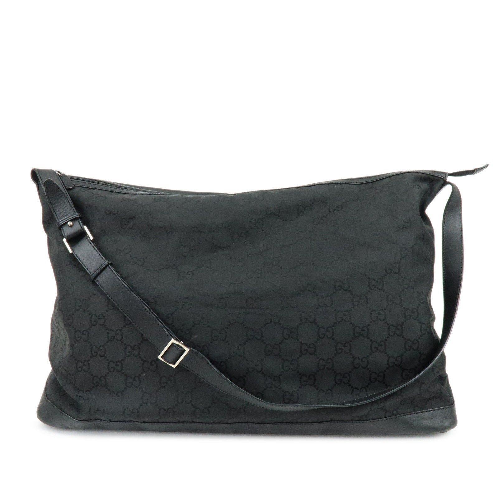 GUCCI GG Monogram Nylon Leather Boston Bag Travel Bag Black 105669