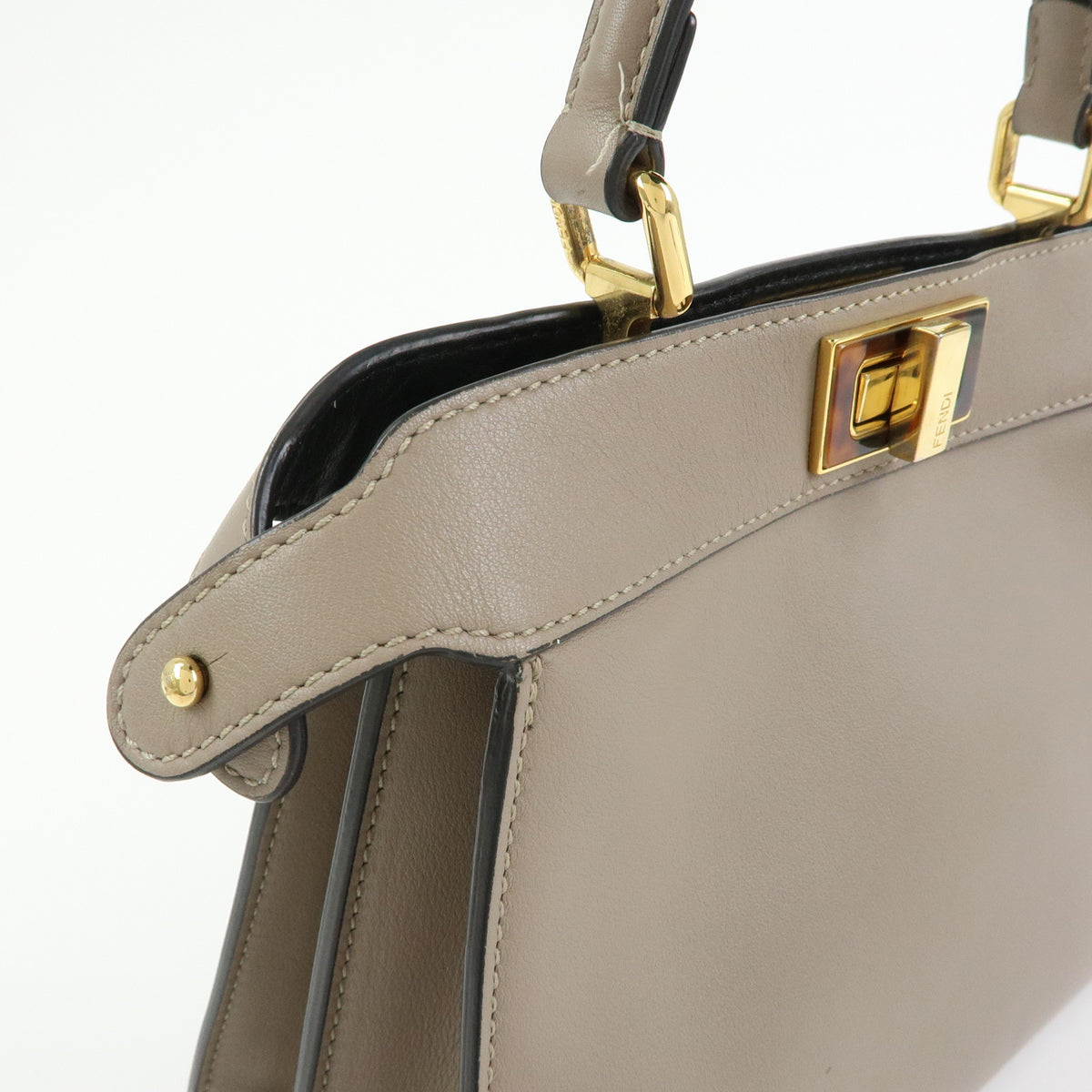 FENDI Peek a Boo ISeeU Small Leather 2Way Bag Hand Bag Greige 8BN327