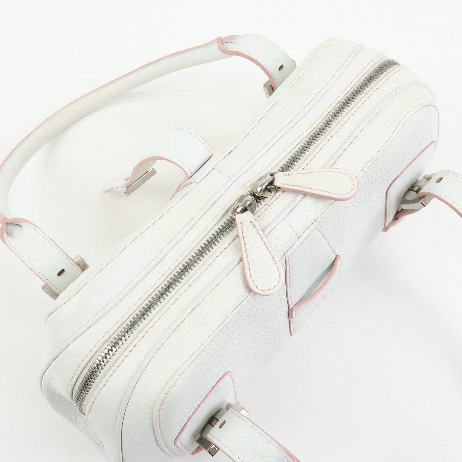 LOEWE Senda Leather Boston Bag Hand Bag White