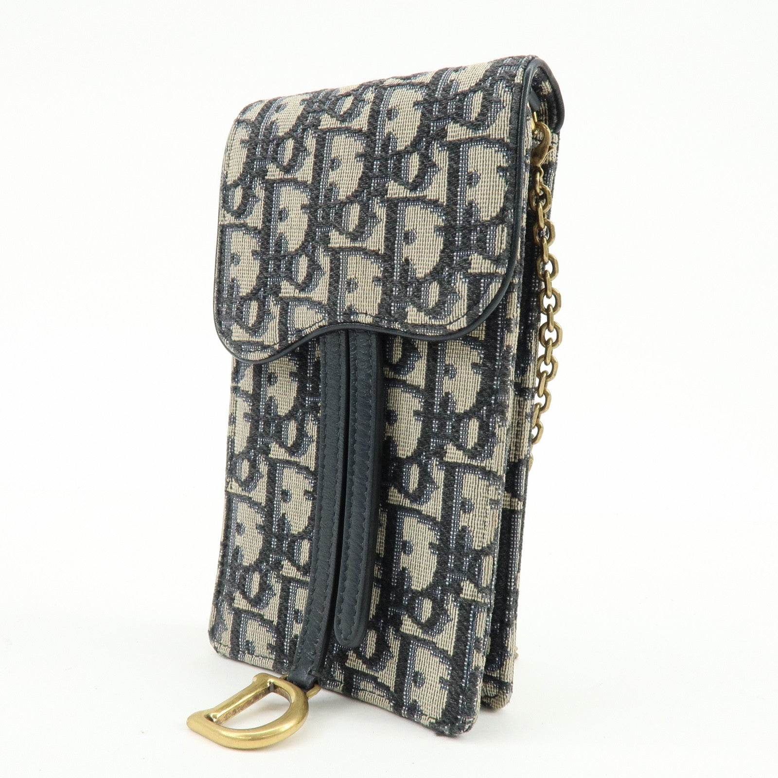 Christian Dior Oblique Jacquard Leather Vertical Saddle Shoulder Pouch