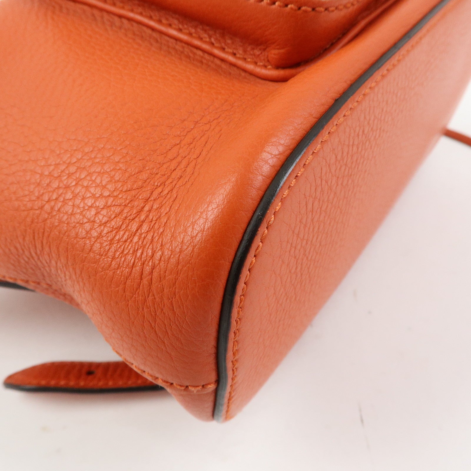 GUCCI Bamboo Leather Backpack Rucksack Tassel Strap Orange 387149