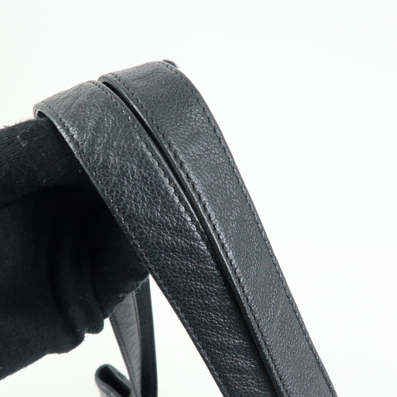 CHANEL COCO Mark Calf Skin Leather Tote Bag Shoulder Bag Black