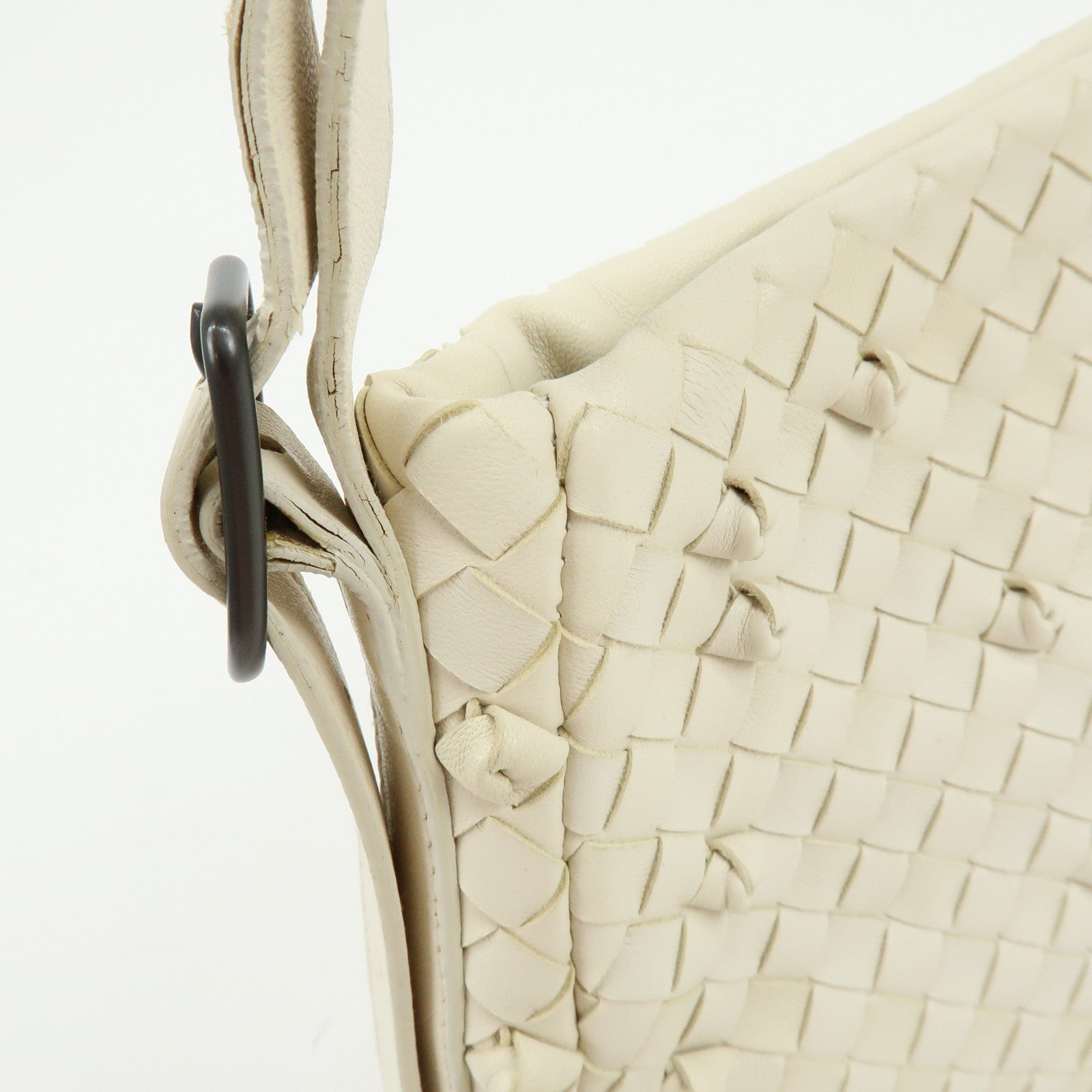 BOTTEGA VENETA Intrecciato Leather Shoulder Bag Hand Bag White 133507