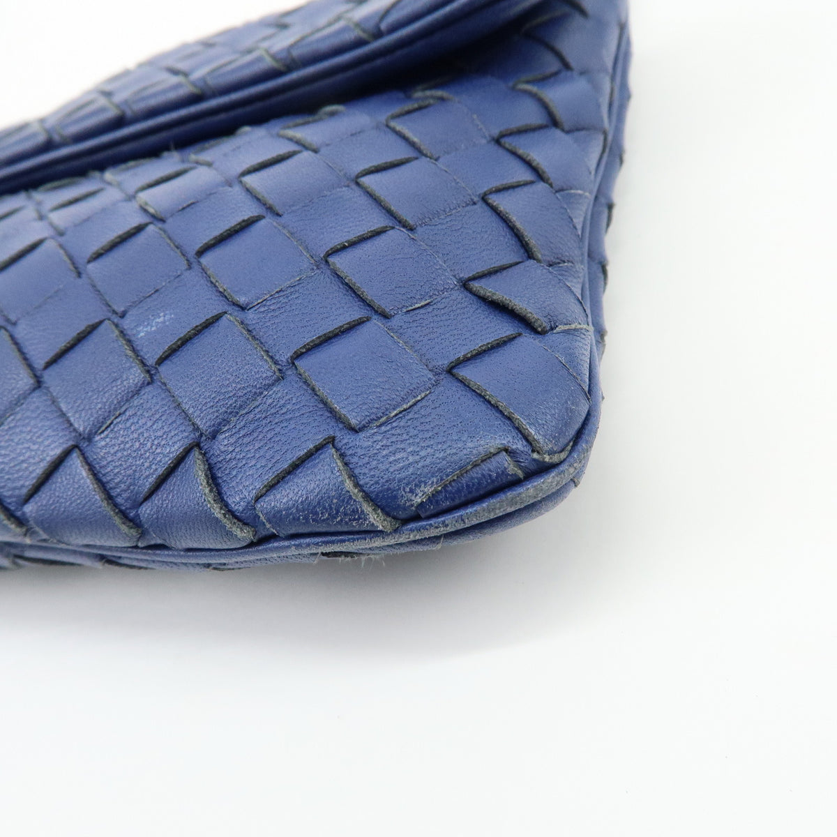 BOTTEGA VENETA Intrecciato Leather Shoulder Bag Crossbody Bag Blue