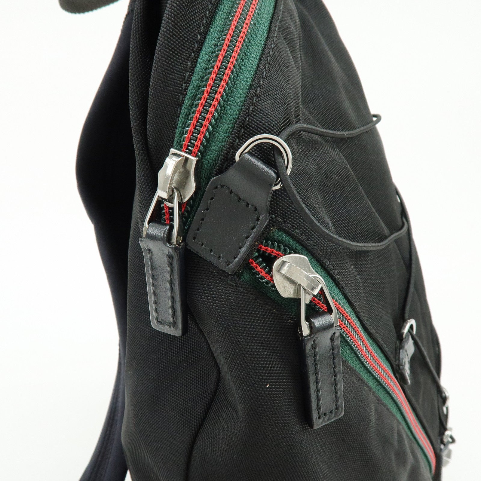 GUCCI Sherry Canvas Leather Backpack Rucksack Black 122349