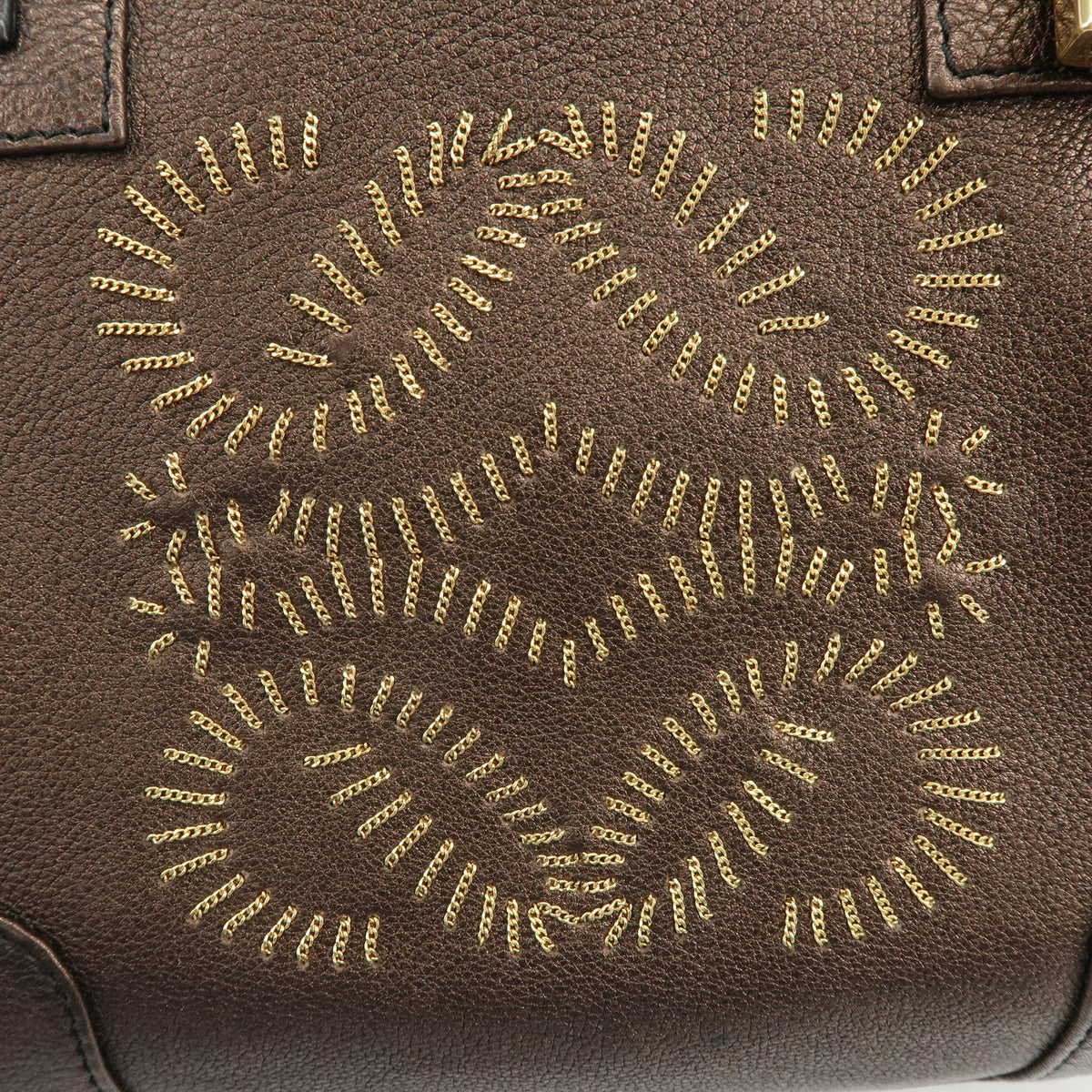 LOEWE Anagram Amazona 36 Hand Bag Boston Bag Metallic Brown