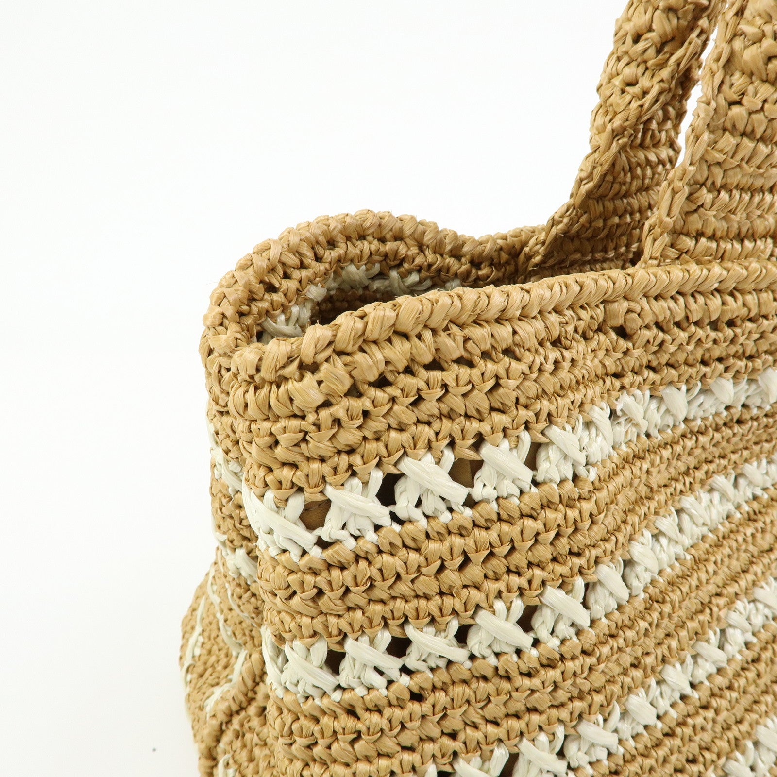 PRADA Canapa Raffia 2Way Bag Hand Bag Shoulder Bag Beige BN2888